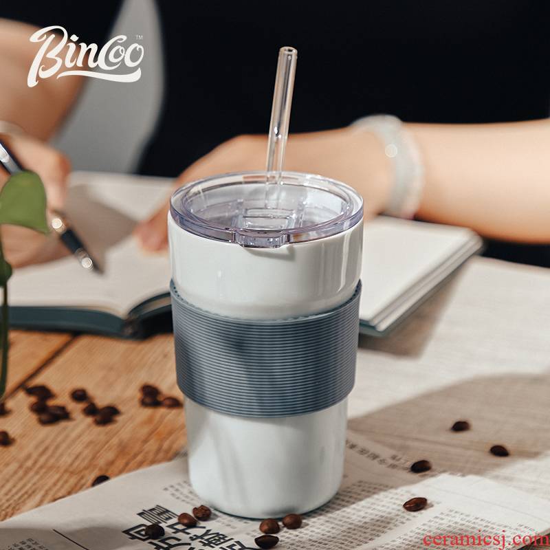 Bincoo ceramic coffee cup light key-2 luxury with a cup of water glass cup men 's and women' s cup contracted sippy cups with cover