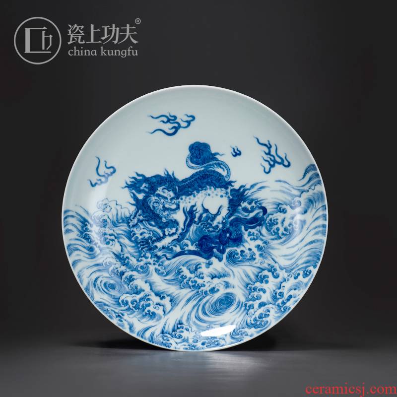Kung fu tea set on the porcelain jingdezhen ceramic tea tray parts hand - made lion sea of blue and white porcelain kettle plutus flexibly