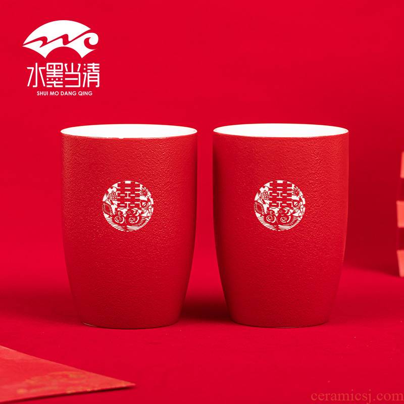 I xi cup suit large red tea glass ceramic wedding wedding home picking wedding Chinese style