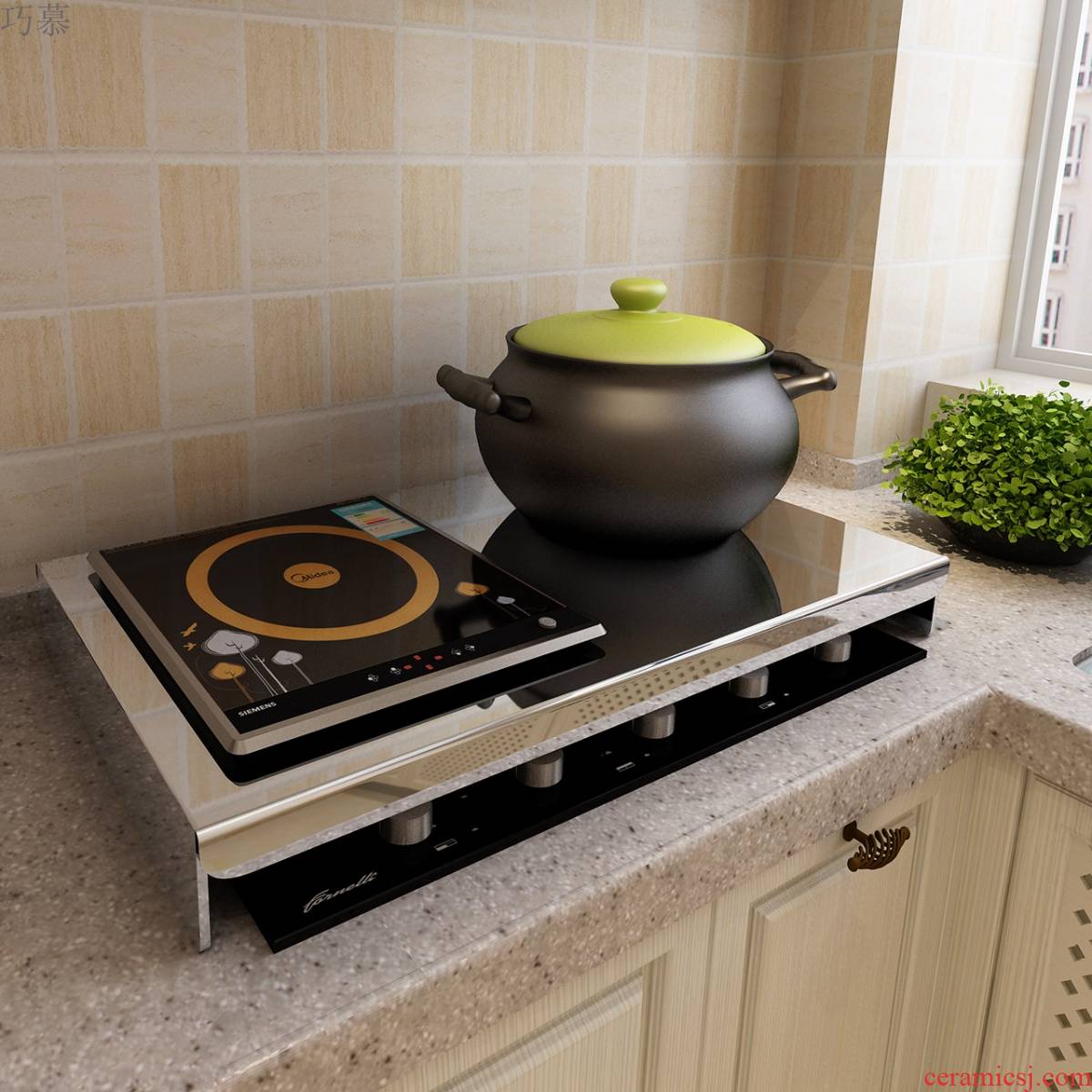 Qiao mu kitchen shelf stainless steel gas gas buner gas buner induction cooker base plate hearth