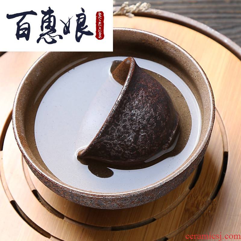 (niang coarse pottery tea wash to wash to ceramic trumpet hydroponic plant pot rust glaze cup kung fu tea set