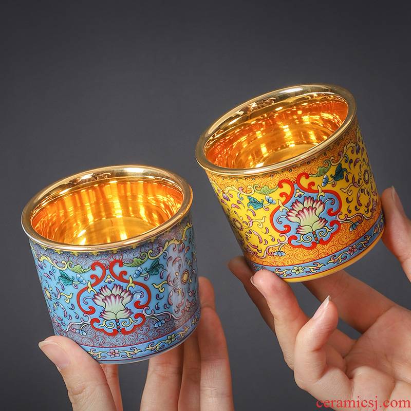 Marigold cup jingdezhen master cup single CPU kung fu tea set special cup men 's individual gold cup sample tea cup