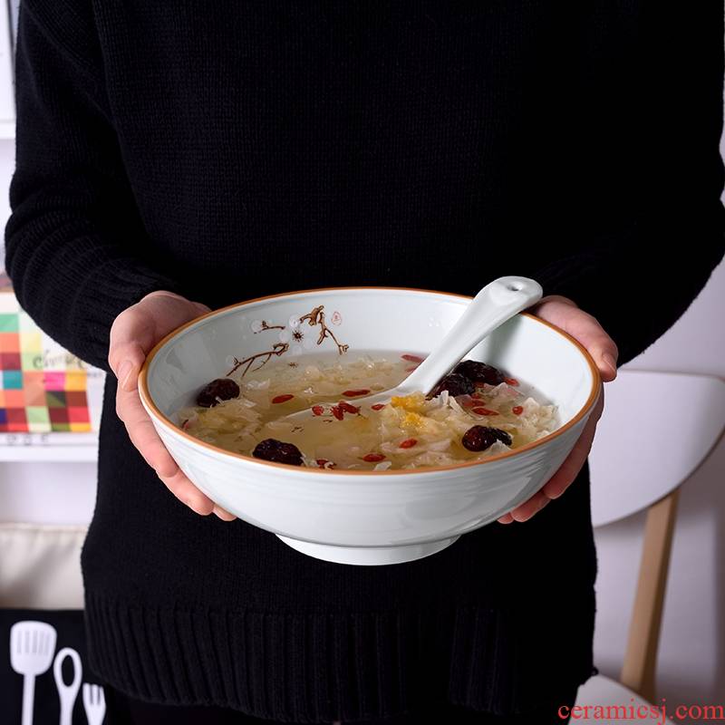 Qiao MuHou edge glair ceramic home restaurant Japanese bowls bowl hot creative move large - sized rainbow such use