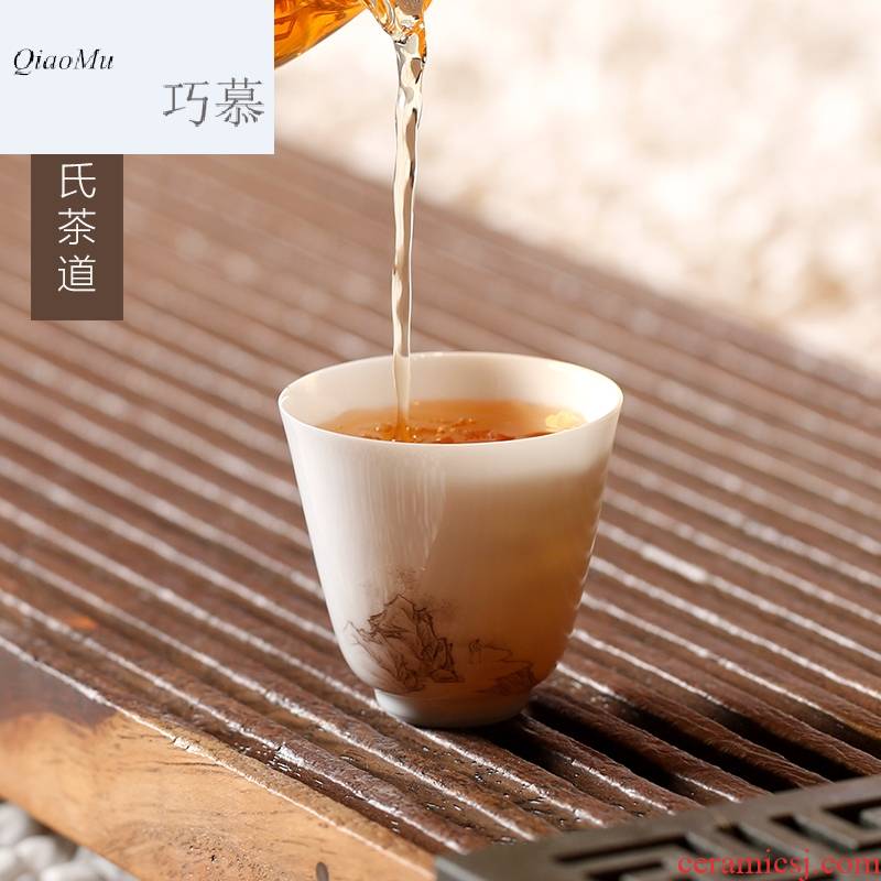 Qiao mu SU jingdezhen porcelain kung fu tea tea jade personal cup single CPU master cup cup gift boxes