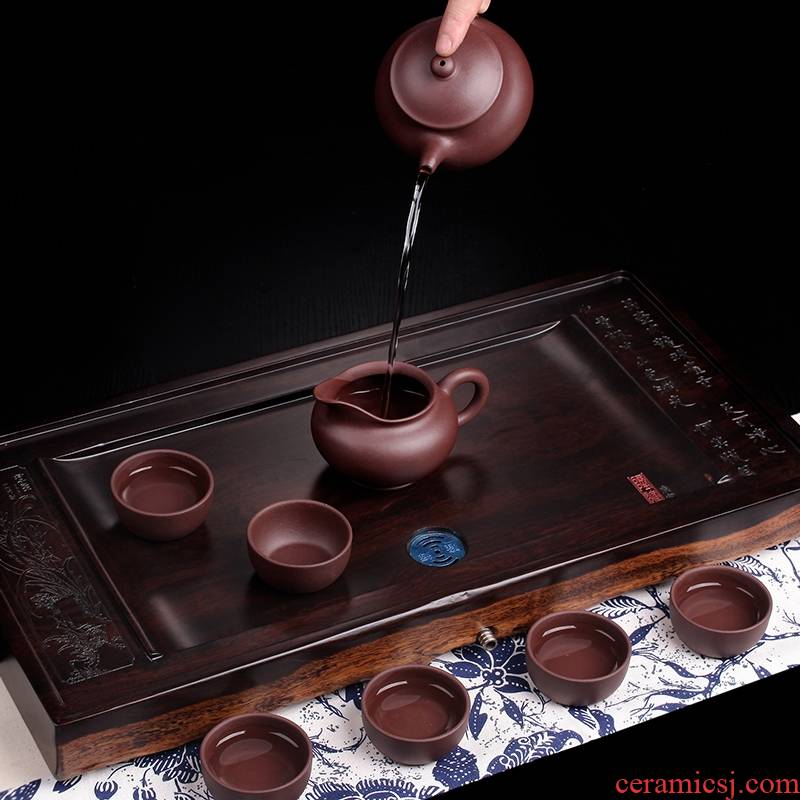 Qiao mu JS yixing it famous old purple debris by hand gourd ladle pot of xi shi pan, pot of antique teapot tea set