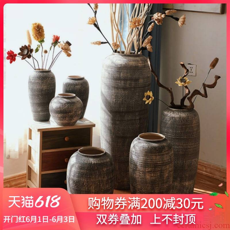 Jingdezhen do old vintage landing crude dry flower, flower implement some ceramic jar jar earthenware vase do old big flowerpot soft