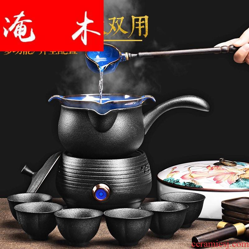 Flooded wood miniature boiling kettle ceramic black tea tea is tea set side to pot of warm tea, electrothermal TaoLu
