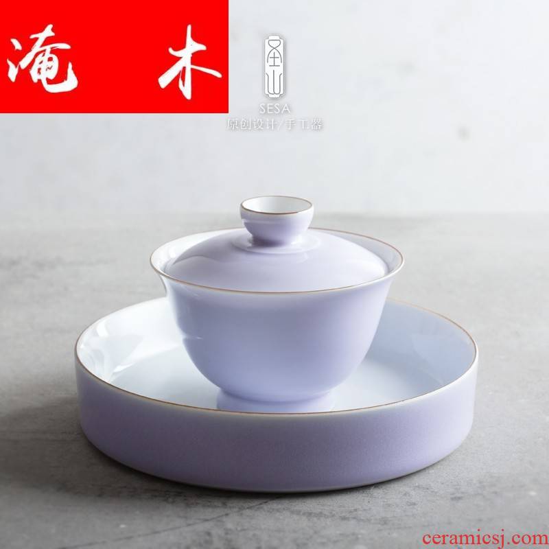 Submerged wood purple xia tureen jingdezhen ceramics by hand the whole suit kung fu tea tea bowl of tea cups