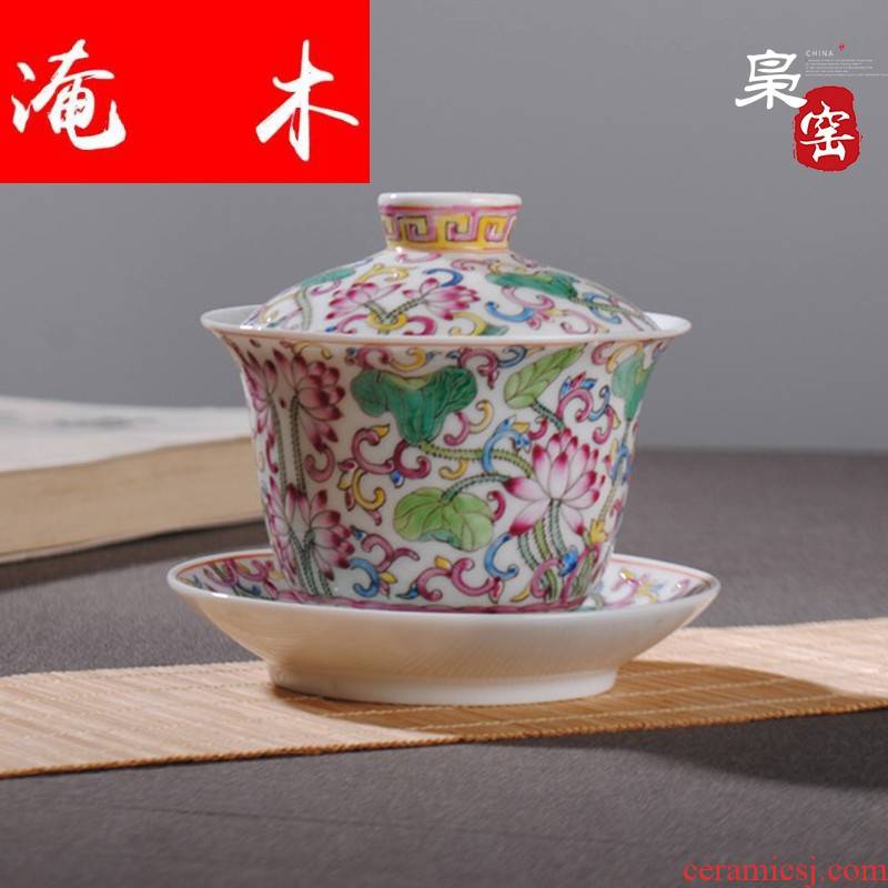 Submerged wood XY - CJ284C jingdezhen hand - made ceramic famille rose tea tureen antique porcelain cups