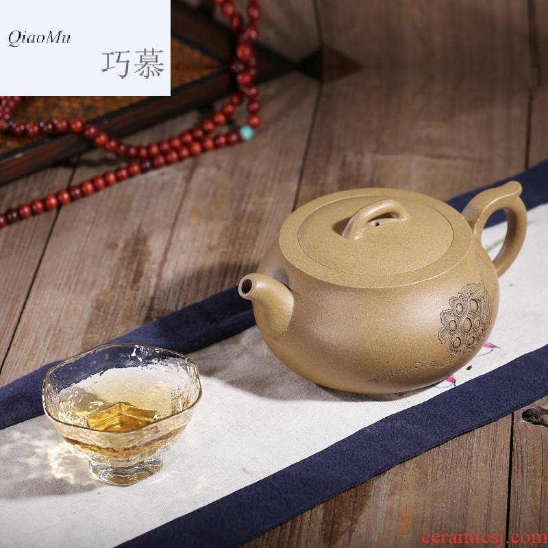 Qiao mu HM yixing undressed ore it all hand famous collection office period of mud lotus seed pot teapot tea set
