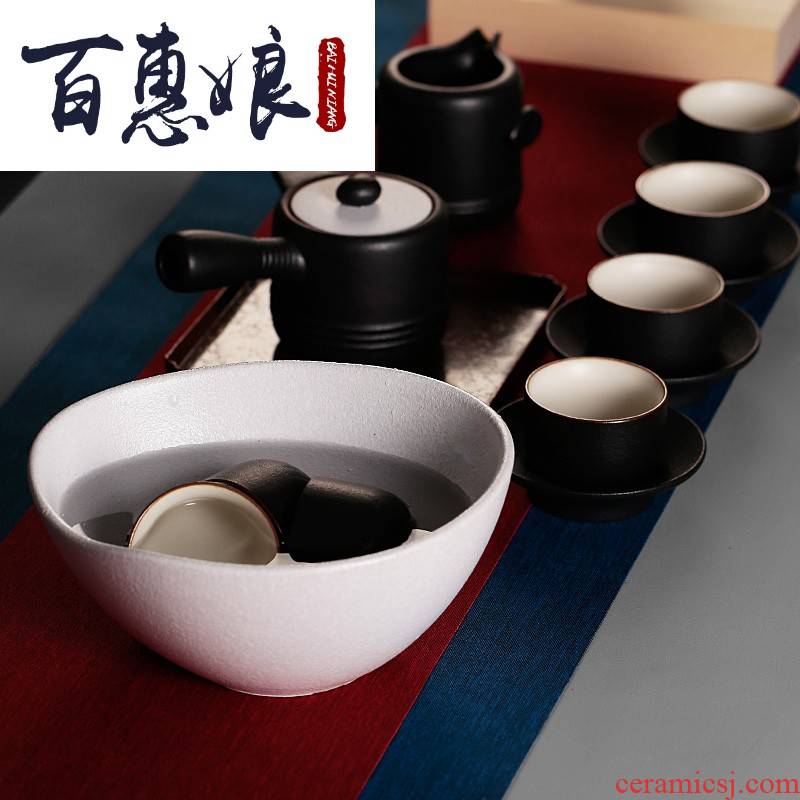 (niang tea accessories, black pottery coarse pottery tea wash water, after the Japanese zen ceramic household large heavy retro imitation