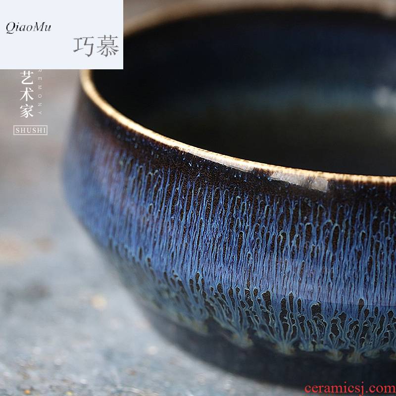 Qiao mu SU washing jingdezhen ceramic Japanese tea large creative kung fu tea accessories up temmoku glaze antique water
