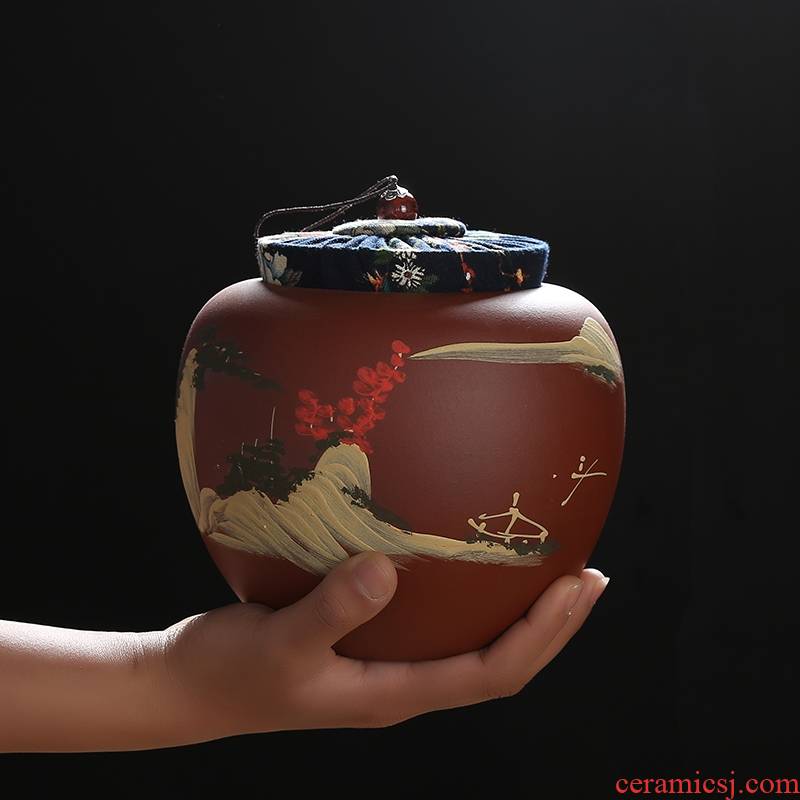 Qiao mu JS violet arenaceous caddy fixings yixing ceramic seal tank puer tea box of large size and receives the manual storage tanks