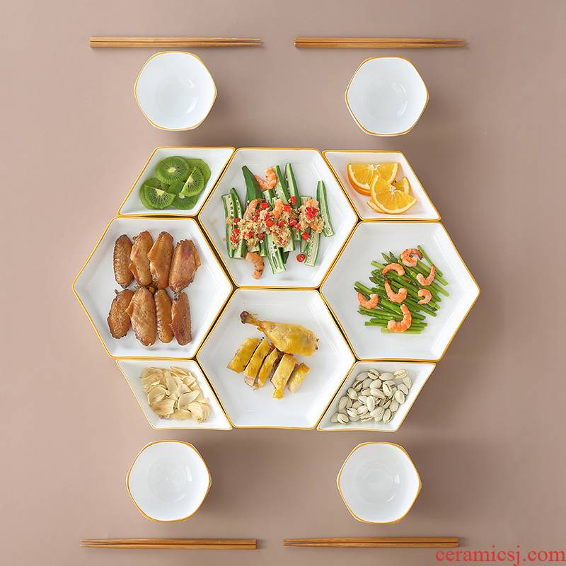 Reunion platter tableware plate suit household creative dishes move ceramic bowl dish combination plate northern dishes