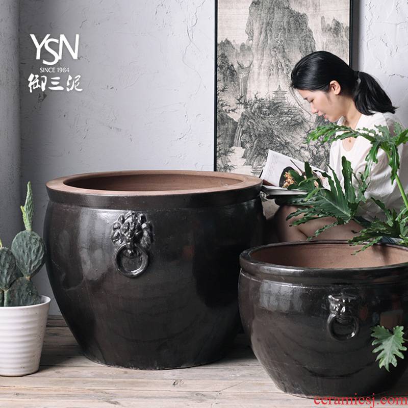 Three clay ceramic courtyard hotel royal legend household is suing tank aquarium earthenware cylinder feel sea garden decoration furnishing articles