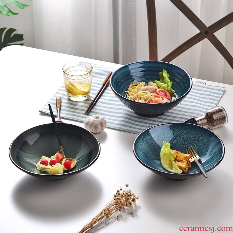 Qiao mu 9 - inch Japanese household rainbow such use large ceramic bowl bowl bowl salad bowl rainbow such use microwave oven