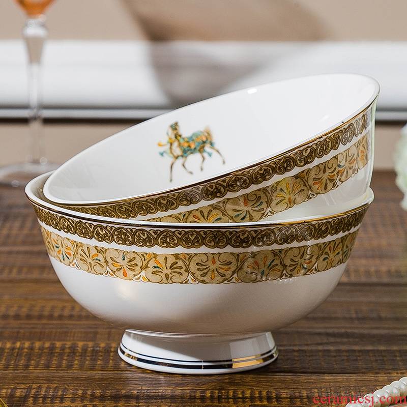 Qiao mu jingdezhen ceramic tableware suit dishes suit high - end set of pottery and porcelain bowl dish bowl chopsticks home in northern Europe