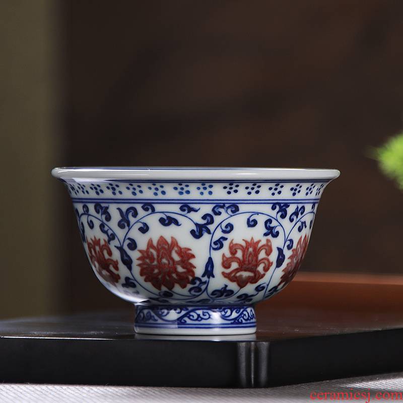 Youligong master cup single CPU hand - made porcelain cups yongle pressure hand cup of jingdezhen ceramic cups sample tea cup