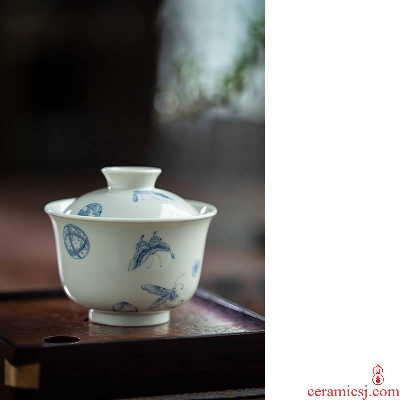 The ball after The rain flower tureen jingdezhen high temperature ceramic tureen teapots only high - end 2 tureen tea bowl