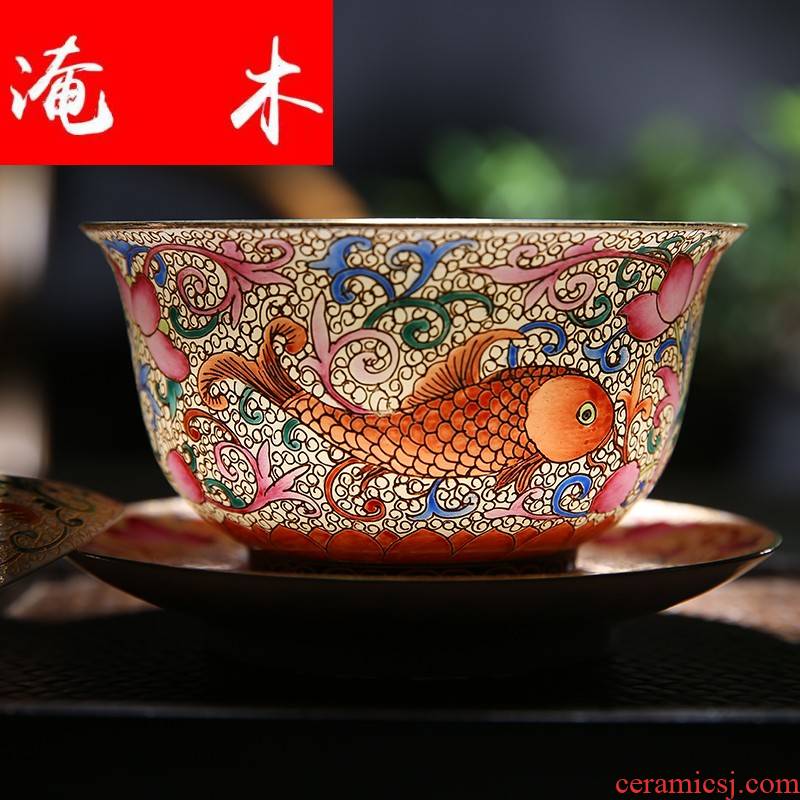 Submerged wood tureen jingdezhen jingdezhen ceramic tea set manually wire inlay enamel hand - made pastel kunfu tea, only three