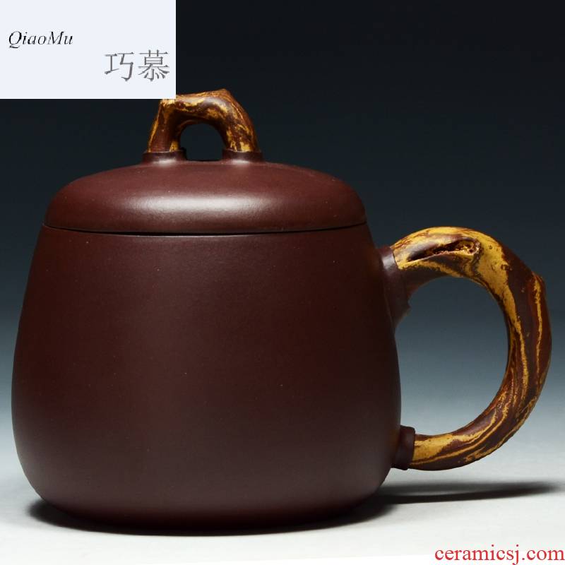 Qiao mu QD high - capacity authentic yixing purple sand cup manually lettering yixing purple clay ground mud purple sand cup lid cup run