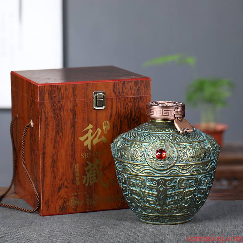 Archaize of jingdezhen ceramic bottle mercifully jars imitation bronze aged wine bottles sealed flask 1 catty 5 jins of gift box