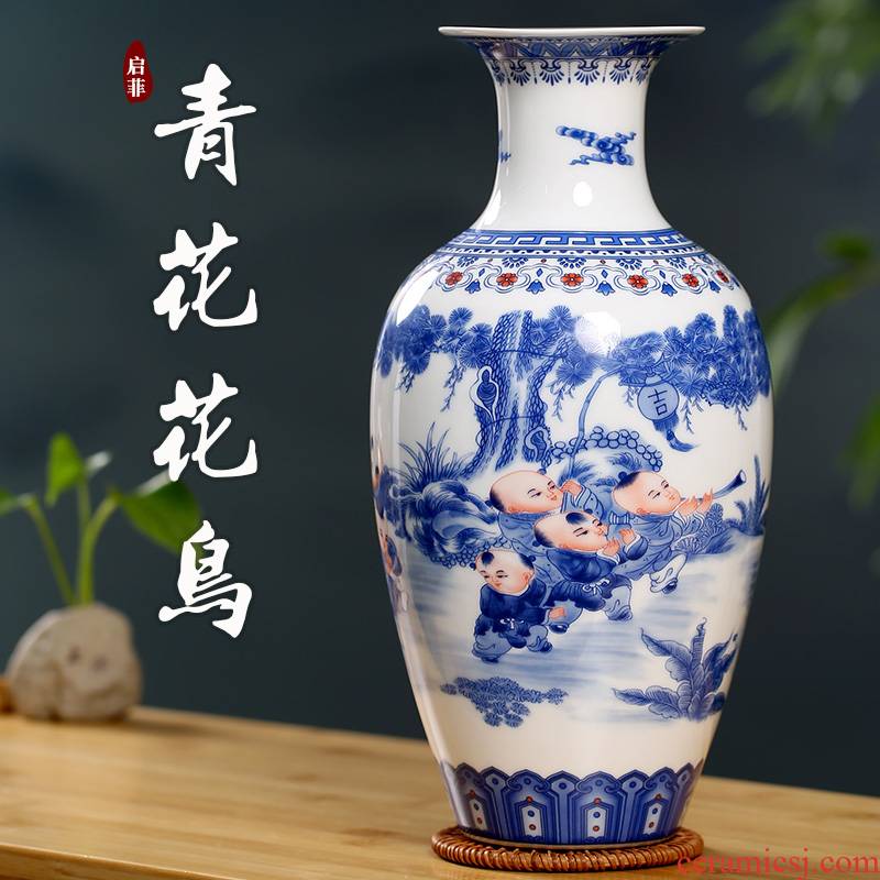 Jingdezhen blue and white porcelain of modern Chinese ceramic furnishing articles home sitting room mesa floret bottle arranging flowers desktop ornaments