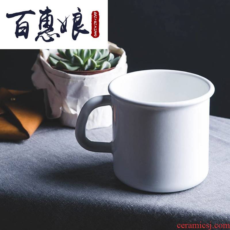 Manual (niang Austria enamel keller cup coffee cup breakfast cup size 9 cm 500 ml of pure white