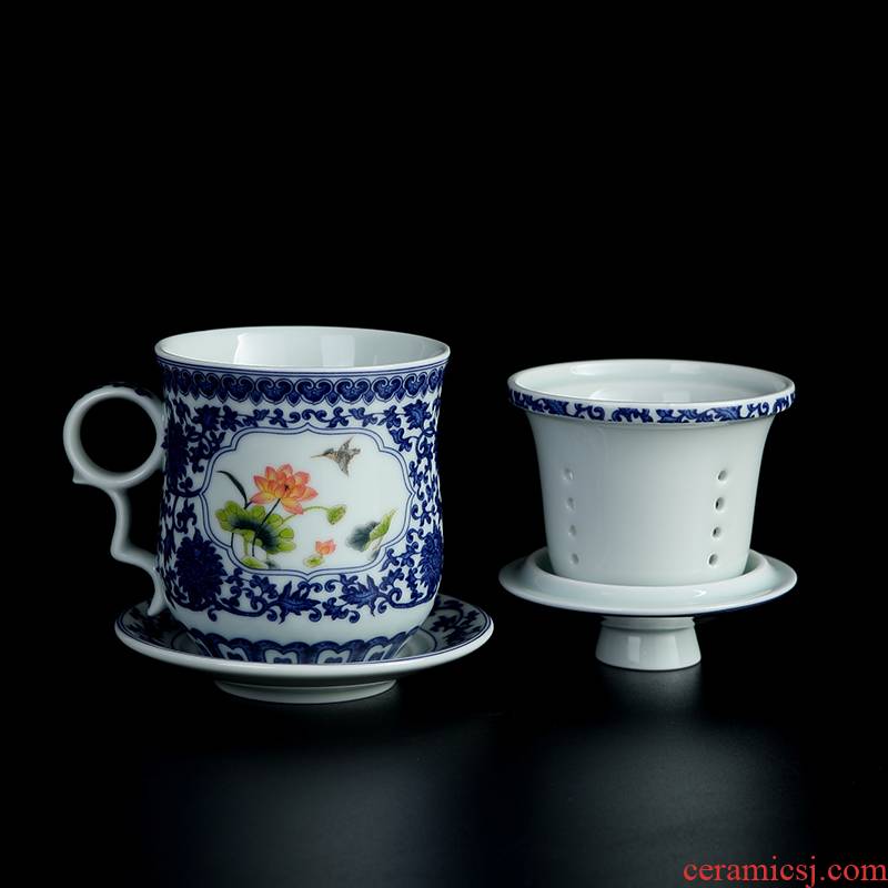 Jingdezhen porcelain ceramic cups office personal special glass with cover filtration separation tea tea cup