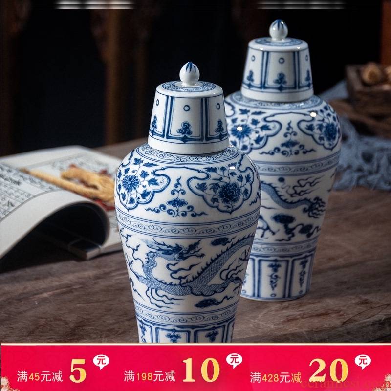 Jingdezhen blue and white porcelain bottle home 1 catty 5 jins of 10 jins to seal bottles of archaize bulk white wine bottles
