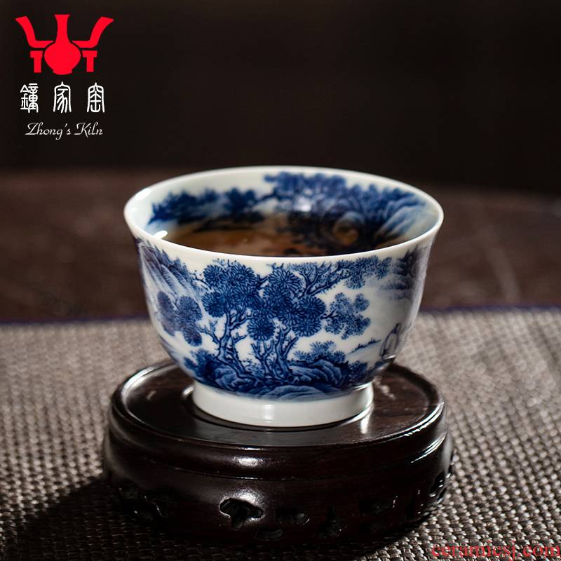 Clock home up jingdezhen maintain master cup men 's high - end single cup Chinese kung fu tea set blue - and - white porcelain cups