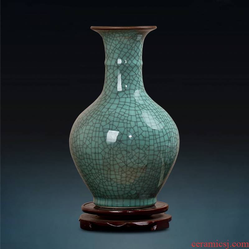 Jingdezhen ceramic crack glaze vase archaize up furnishing articles rich ancient frame flower arranging Chinese style restoring ancient ways household ornaments