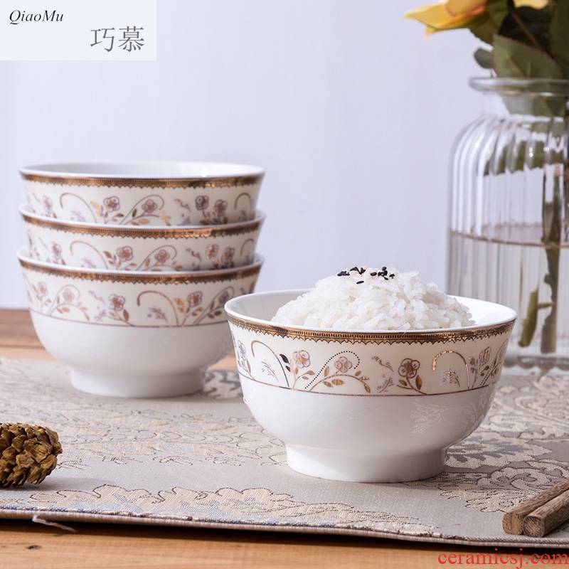 Qiao longed for Chinese ceramic bowl tableware suit household large soup bowl bowl dish plate salad bowl rice bowls