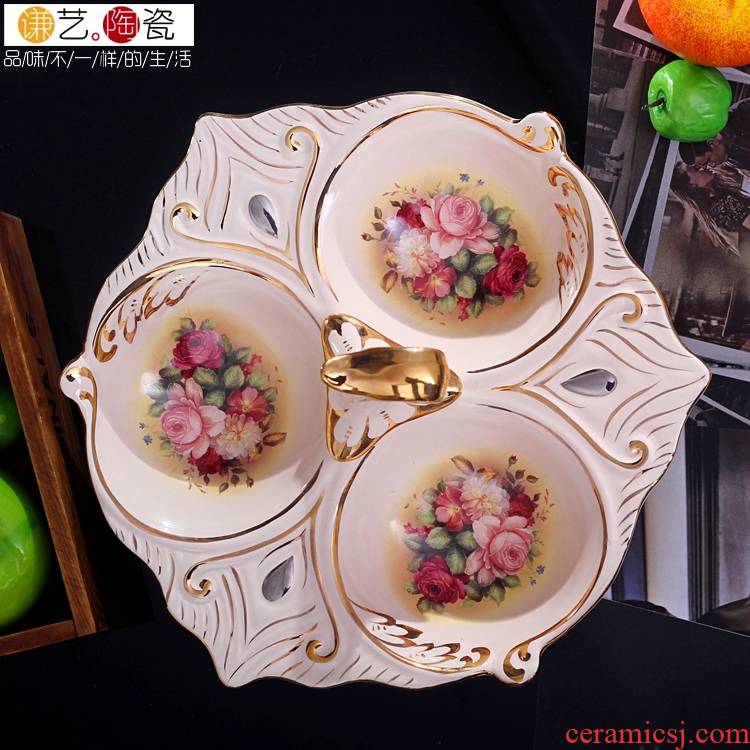 Qiao mu ou compote ceramic creative home furnishing articles fashion wedding gift fruit bowl restoring ancient ways