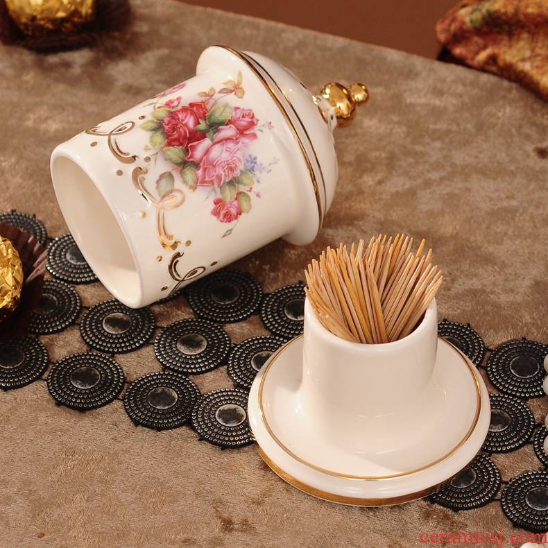 Qiao mu ou toothpicks extinguishers ceramic toothpicks can swab box jewelry creative living room table furnishing articles package mail