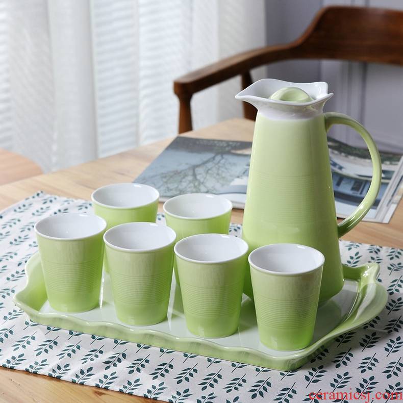 Qiao mu ceramic cup tea set creative household hot water with cold water I housewarming gift set