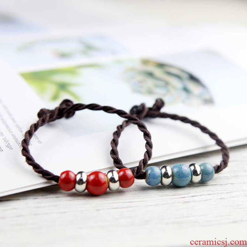 QingGe new multicolor color glaze porcelain bead bracelet with girlfriends alloy small porcelain beads deserve to act the role of student bracelet set named "supply"