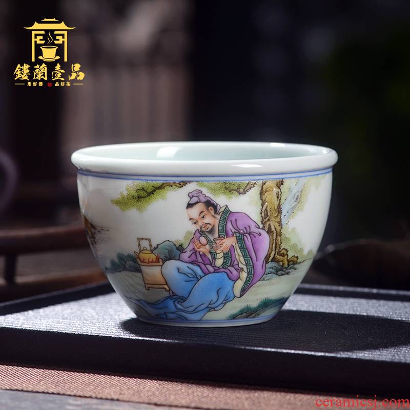 Jingdezhen ceramic master the total hand - made famille rose tea cup from the individual single cup sample tea cup tea cups