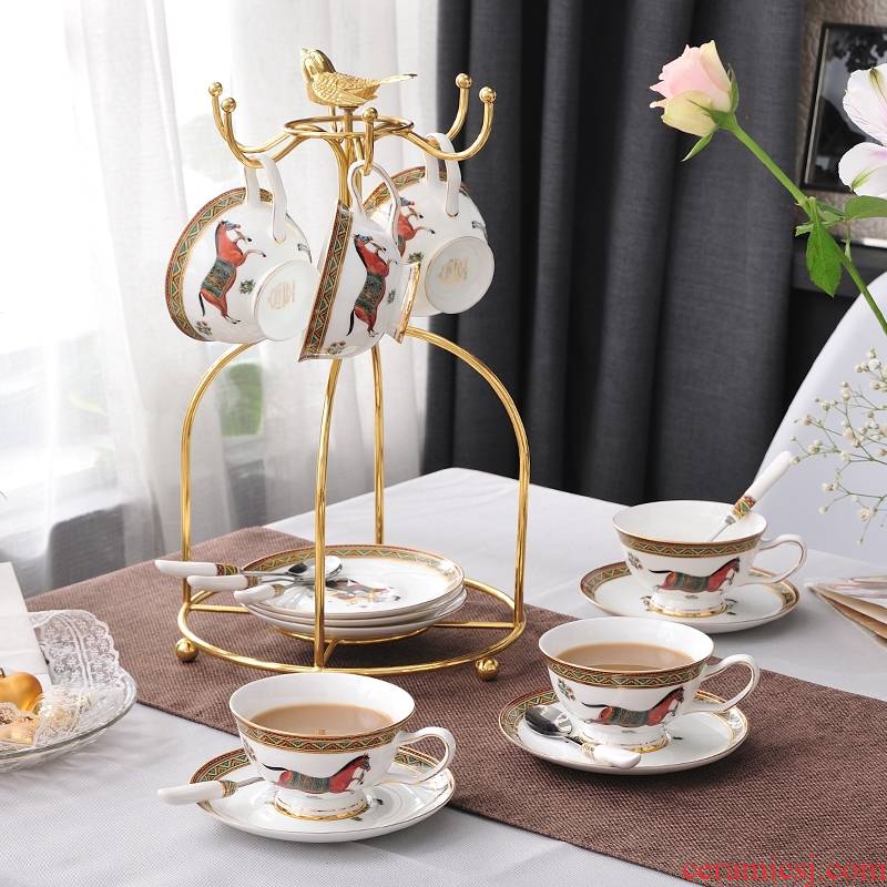 For European coffee cup set to restore ancient ways small key-2 luxury creative ceramic red cup English afternoon tea tea set