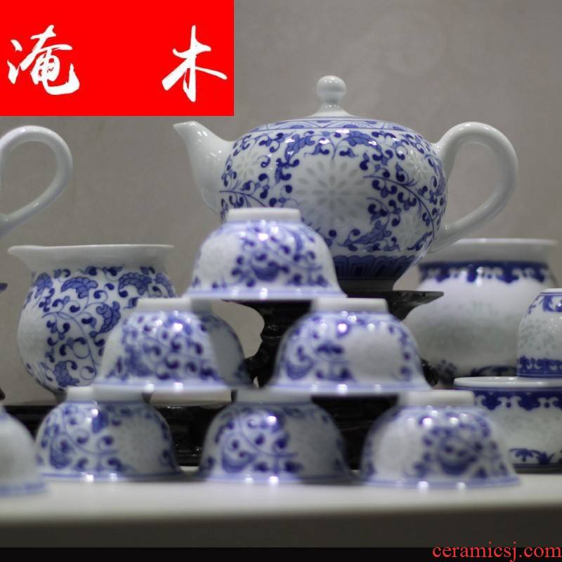 Submerged wood all hand - made porcelain lingling kung fu tea sets suit high - end gift box porcelain jingdezhen all hands
