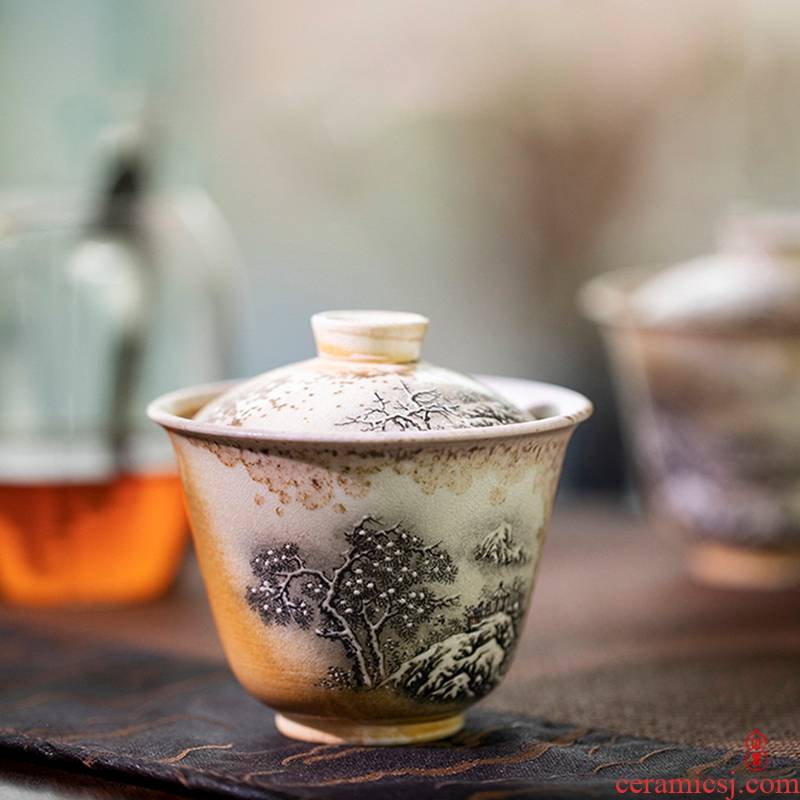 Fragrant only two sound firewood mountain snow covered bowl of jingdezhen wood to burn natural dust naked pure manual tureen