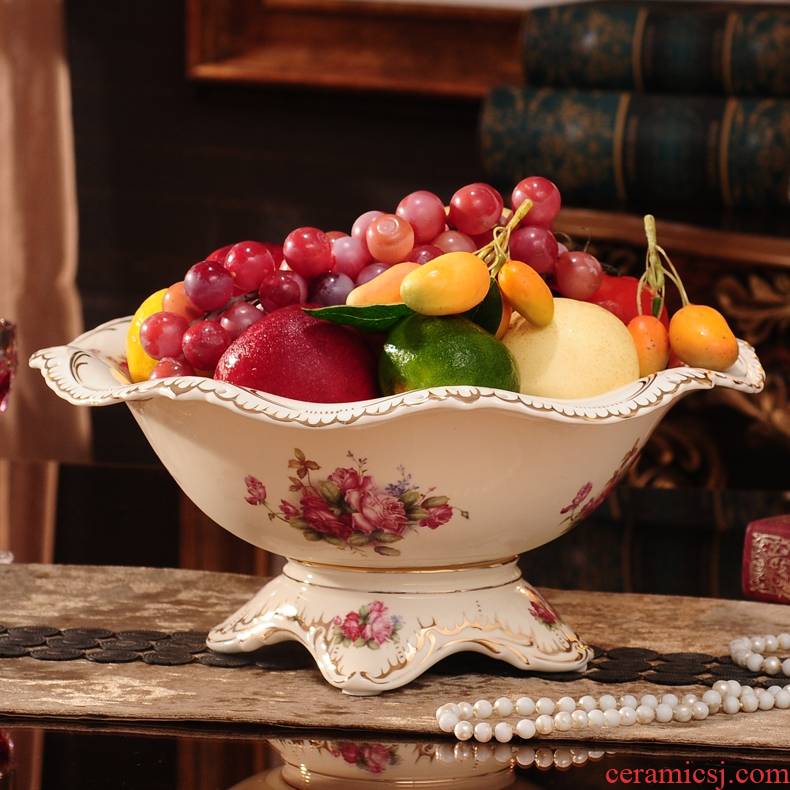 Qiao mu European ceramic bowl sitting room tea table fruit bowl furnishing articles household act the role ofing is tasted, creative and practical large dried fruit tray