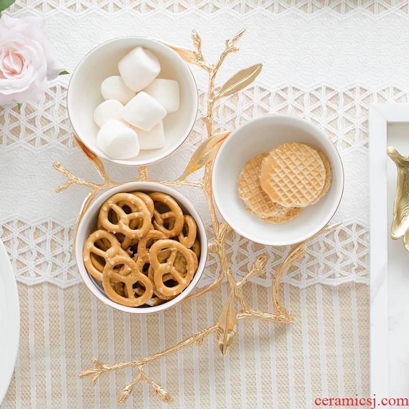 Qiao mu European ceramic snack dried fruit creative living room compote pure white household sweet fruit bowl bowl basket tray