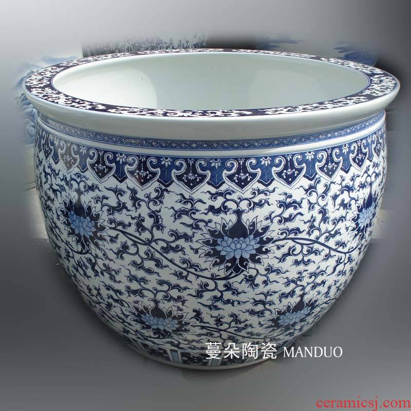 Jingdezhen painting landscape art porcelain ceramic VAT vats painting lotus flower porcelain vats