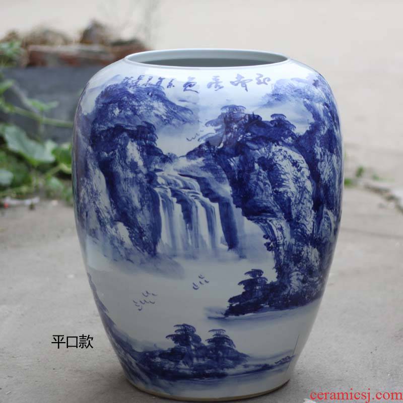 56 cm high idea gourd shape picture tube of jingdezhen jingdezhen hand - made porcelain painting landscapes tube of idea gourd as cans