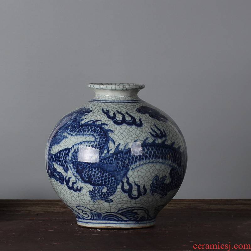 Antique porcelain of jingdezhen ceramics piece of crack open green glaze vase classical modern home act the role ofing is tasted furnishing articles in the living room