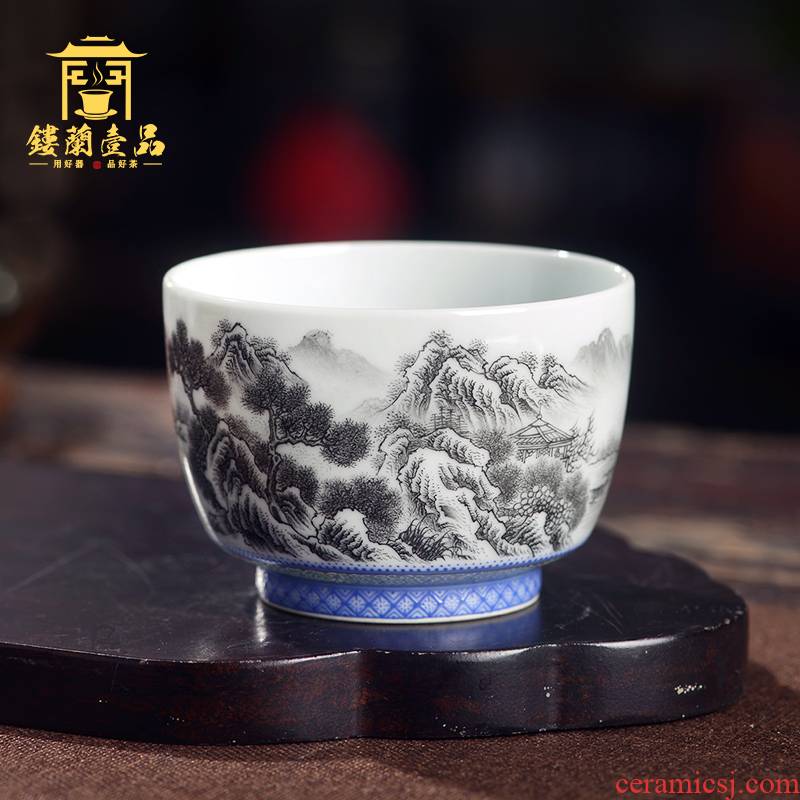 Jingdezhen ceramic hand - made color ink jiangnan spring scenery all masters cup personal kung fu ceramic tea set a single cup of tea cup
