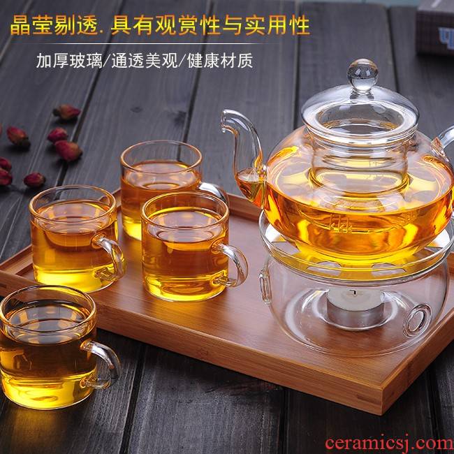 Heat resistant glass teapot warm flower cup base fruit flowers and the plants tea sets tea is pure and fresh and transparent filter
