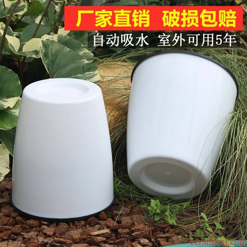 Lazy people bake potted flower pot water ridging other white water automatic suction pot from the plastic imitation ceramic POTS