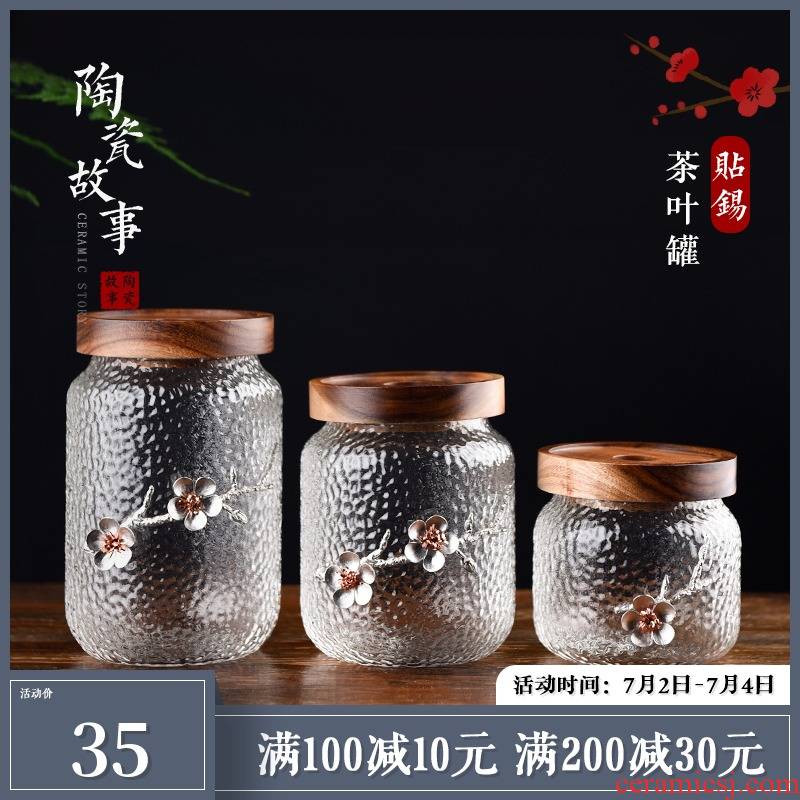 Ceramic story home store as cans pu - erh tea caddy fixings glass with Japanese seal small decals POTS